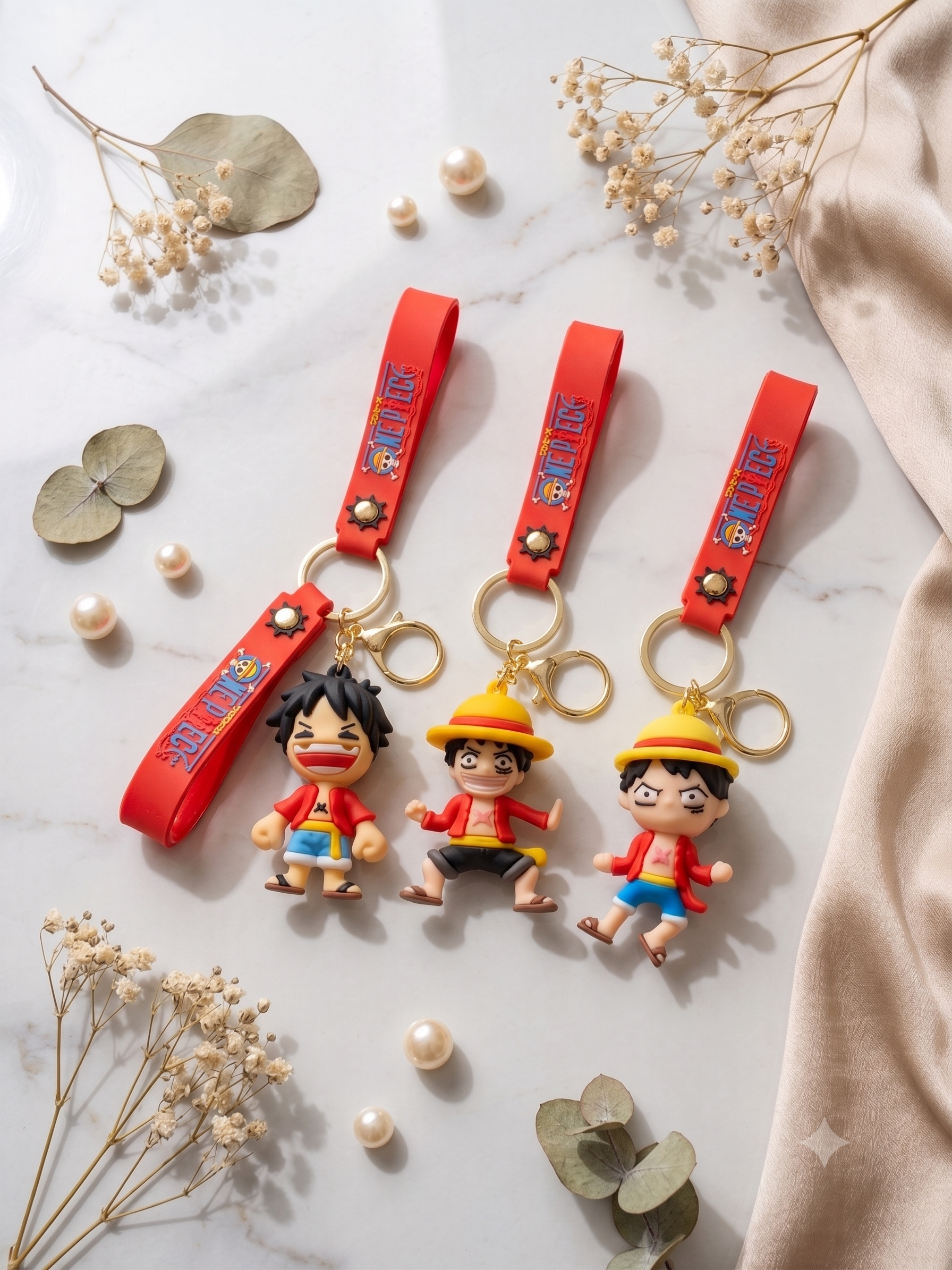 Luffy from One Piece Rubber Keychain set of 3