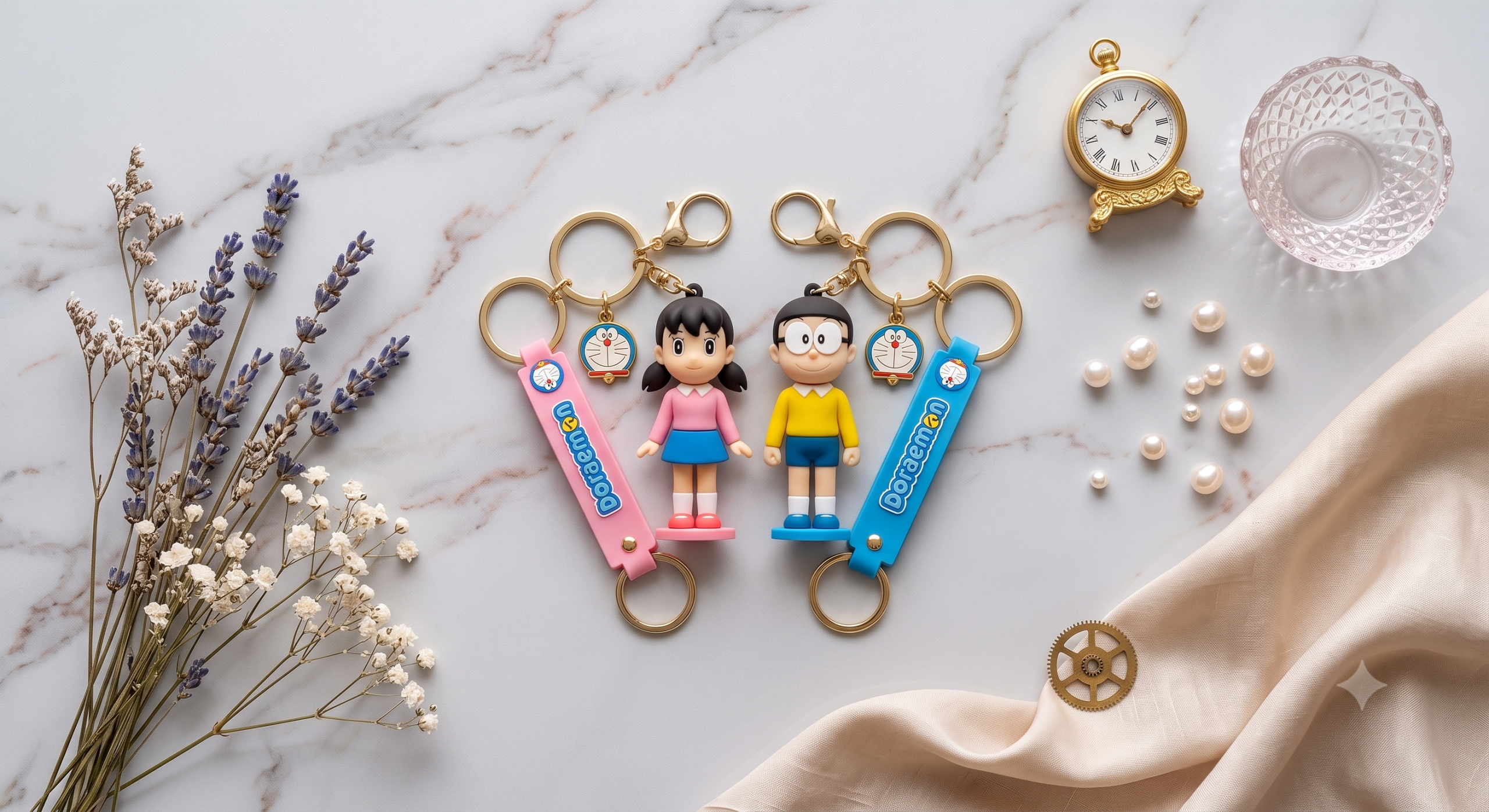Doraemon Rubeer Keychain set of 2
