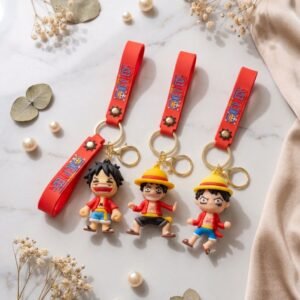 One Piece 3D Character Fluffy Keychain Set of 3 - Image 2