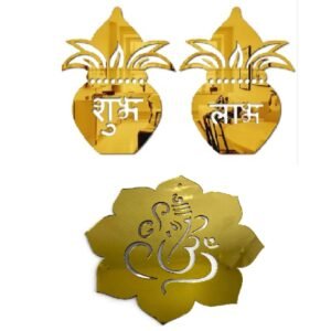 Shubh-Labh Ganesha Acrylic Mirror Wall Sticker Set - Image 6